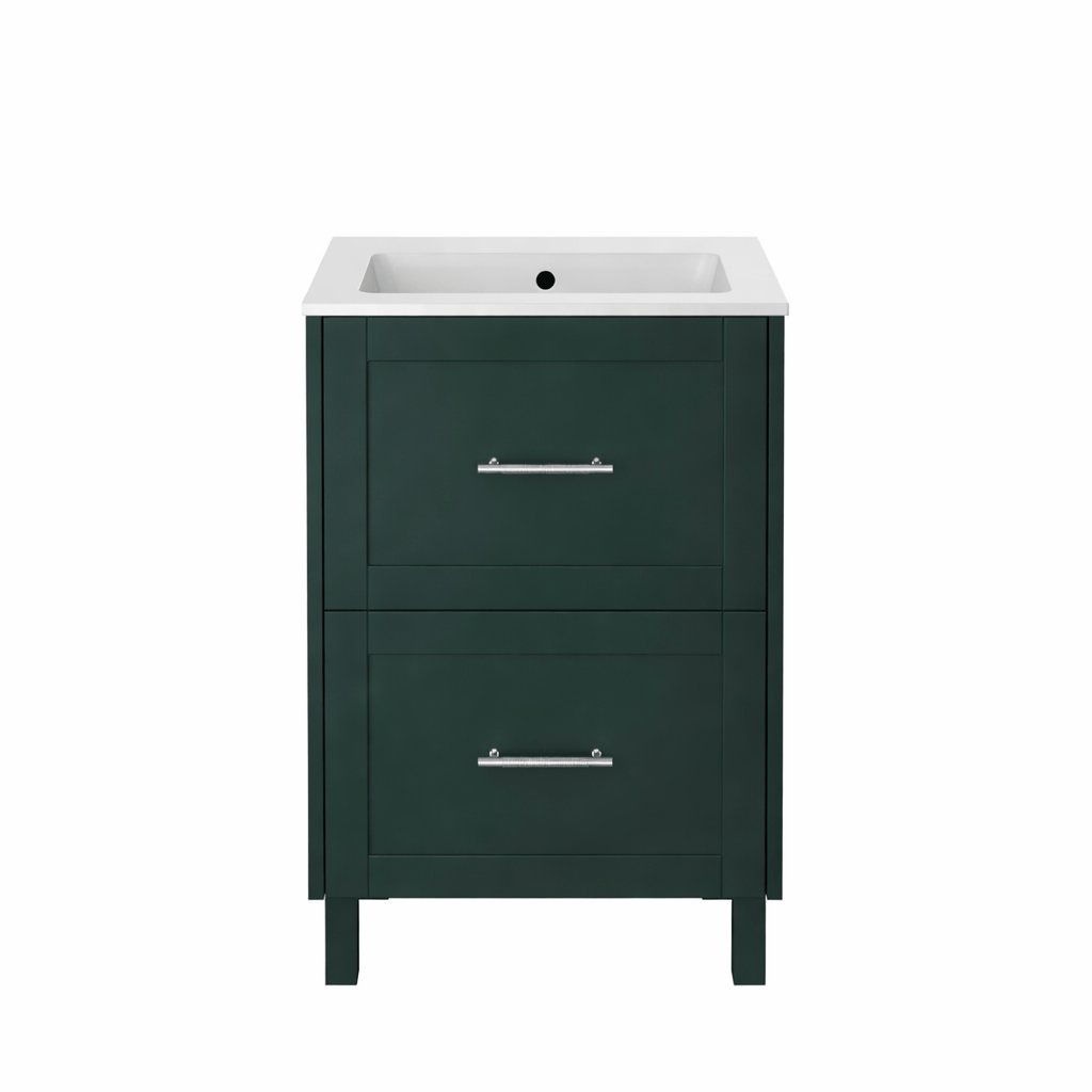 Heritage Floor Standing Vanity Unit Heritage Lynton 600mm Floor Standing 2 Drawer Vanity Unit and Basin Bundle in Classic Green