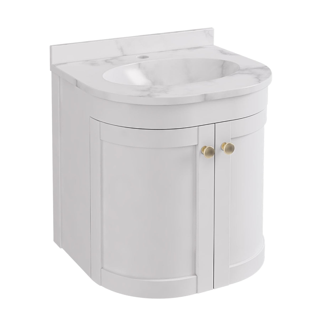 Eastbrook Wall Mounted Vanity Unit Matt White / White Polymarble Eastbrook Hardwick Traditional 500mm Wall Hung Vanity Unit with Basin