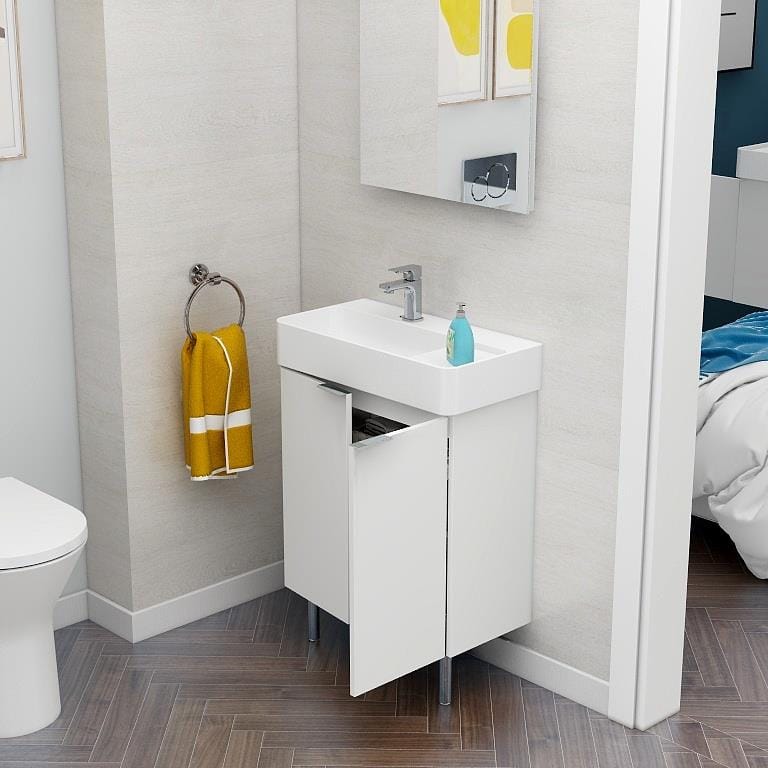 Imex Floor Standing Vanity Unit Imex Blade Floor Standing 600mm Double Door Vanity Unit with Basin