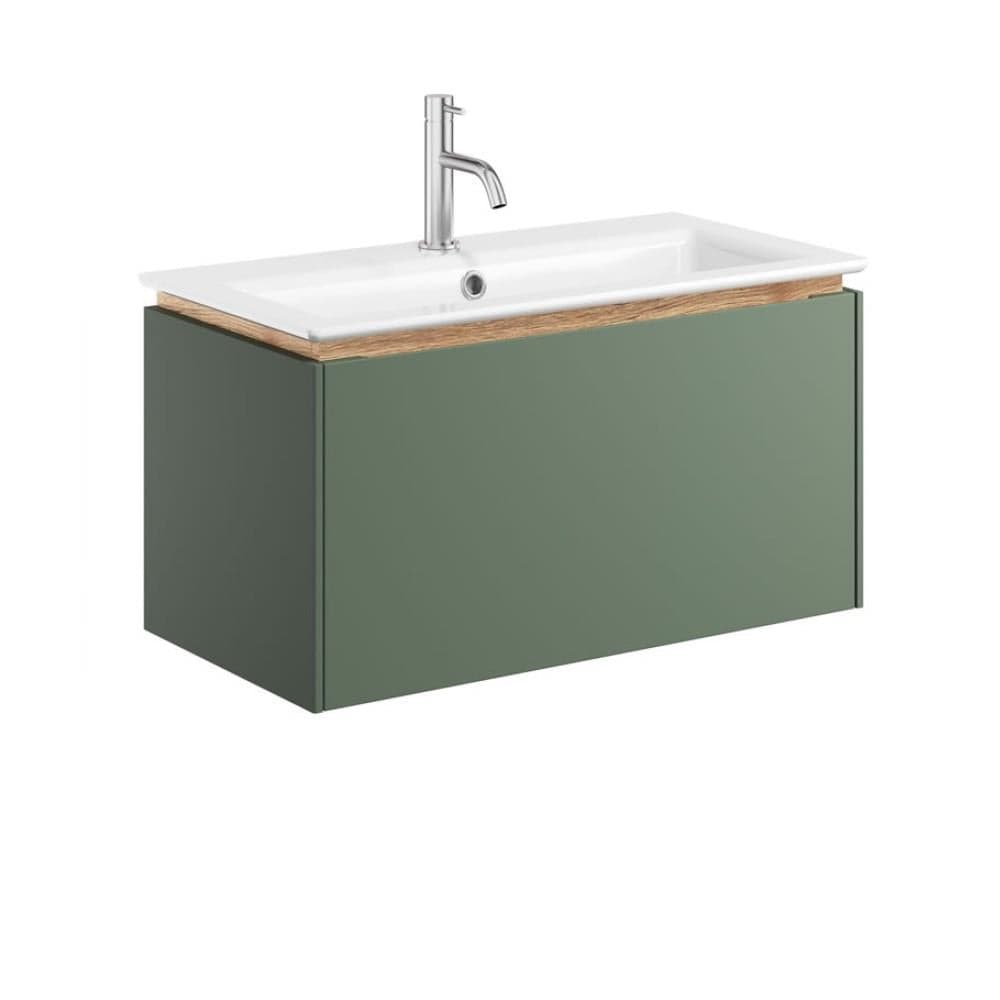 Crosswater Wall Mounted Vanity Unit Sage Green / 700mm / 1 Tap Hole Basin Crosswater Mada Wall Mounted Vanity Unit