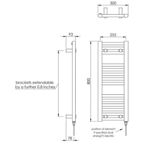 Vogue Vogue Focus Straight Towel Rail in Chrome
