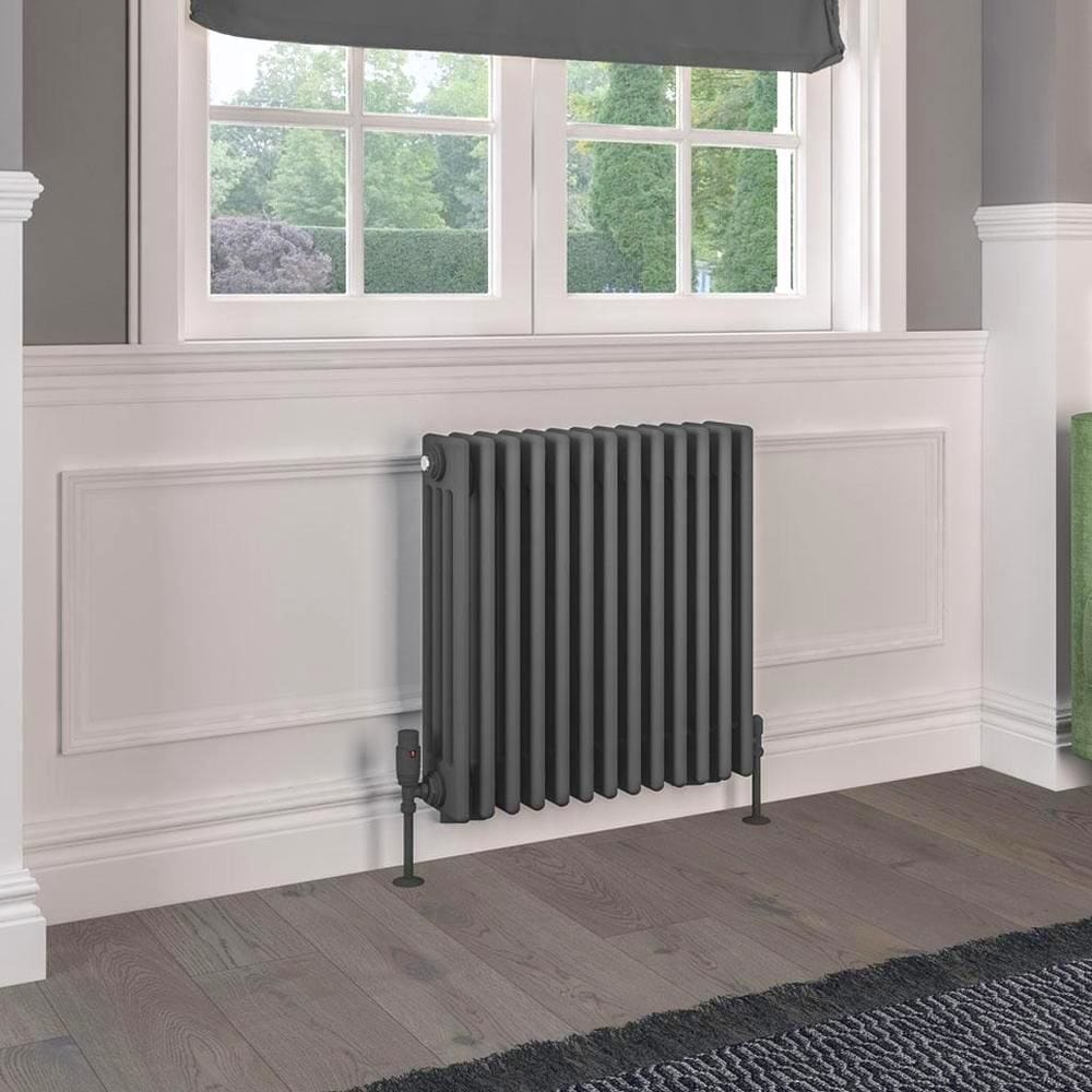 Eastbrook 600 x 605 / Electric Only Eastbrook Rivassa Traditional 4 Column Radiator in Matt Anthracite