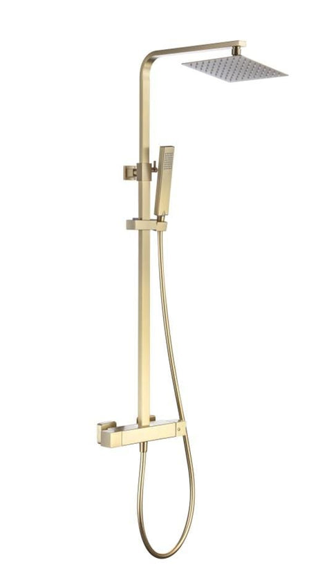 Aquarius Exposed Shower Set Brushed Brass Aquarius RainLux Cool Touch Adjustable Square Exposed Shower Valve and Kit