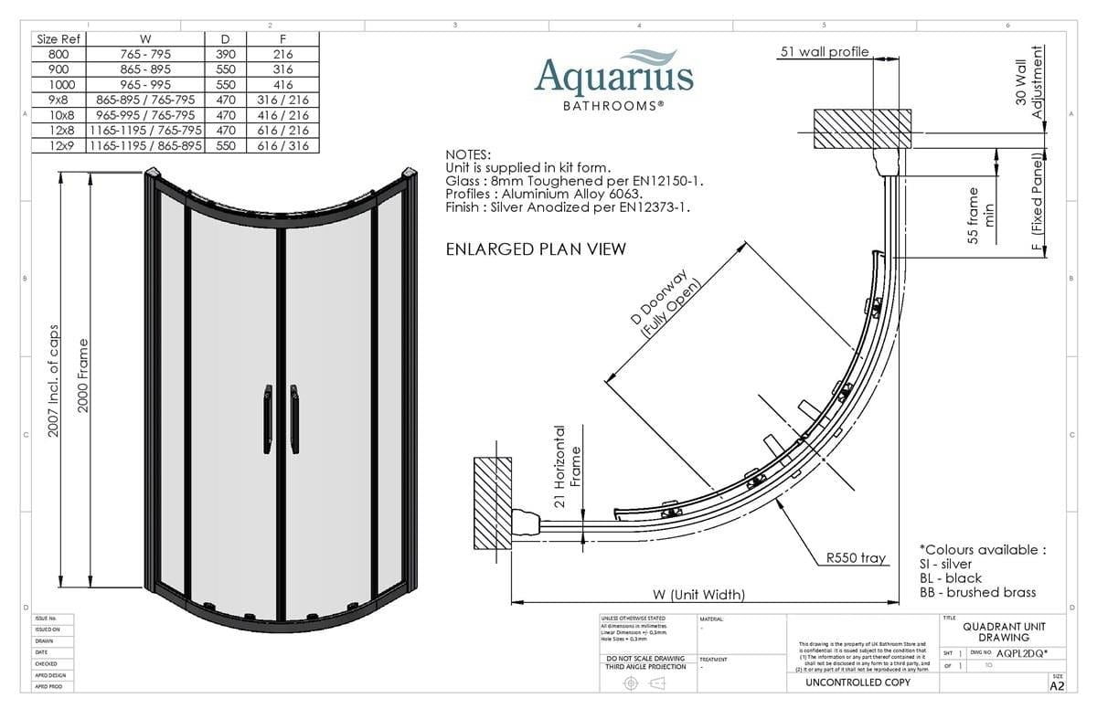 Aquarius Quadrant Shower Enclosure Aquarius Pluvia 8mm Quadrant Double Sliding Shower Door in Silver