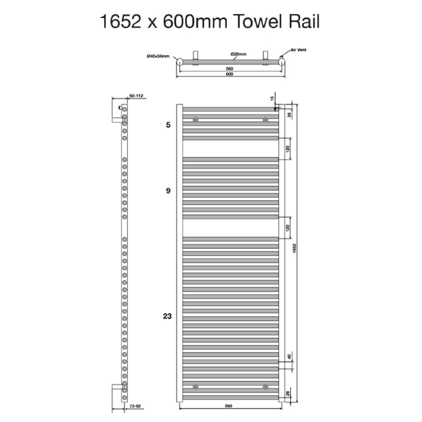Tissino Ladder Rails Tissino Hugo2 Designer Towel Radiator in Chrome