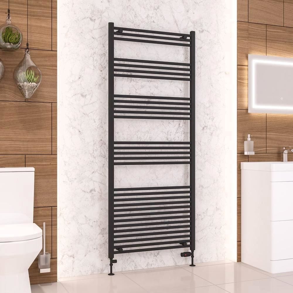 Eastbrook Wendover Straight Vertical Heated Towel Rail in Matt Black