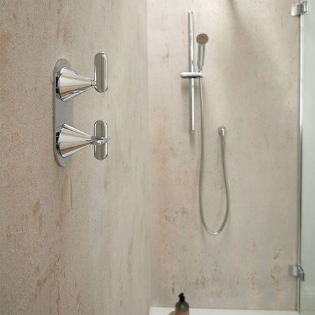 VADO Concealed Shower Valve Vado Tablet Arrondi 2 Outlet, 2 Handle Concealed Thermostatic Shower Valve in Chrome