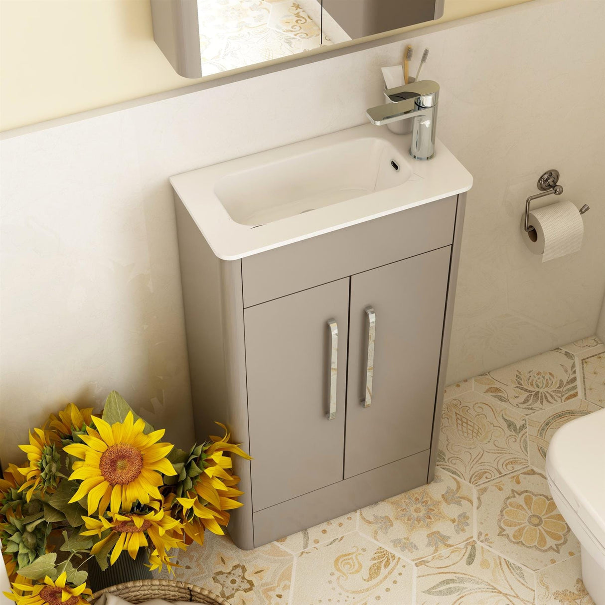 Imex Cloakroom Vanity Unit Imex Suburb Floor Standing 500mm Double Door Cloakroom Vanity Unit with Basin