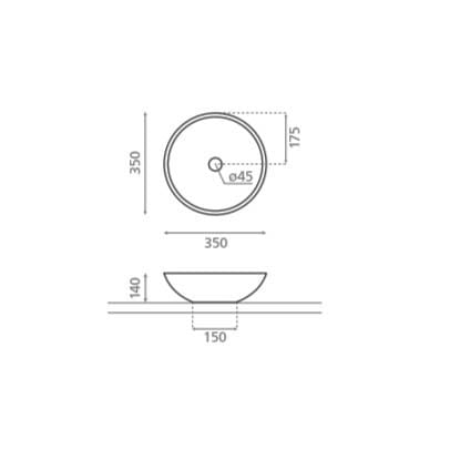 Crosswater Countertop Basin Crosswater Castellon Mini Countertop Basin 350mm in White