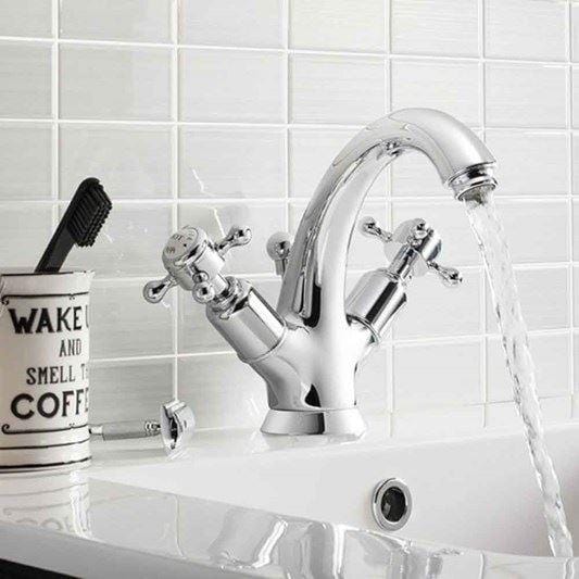 Crosswater Mono Basin Tap Crosswater Belgravia Crosshead Highneck Basin Monobloc Tap with Pop-Up Waste