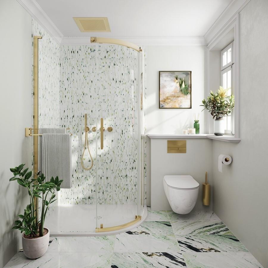 Crosswater Quadrant Shower Enclosure Brushed Brass / 1000 x 800mm / Right Hand Crosswater Optix Single Door Quadrant Shower Enclosure