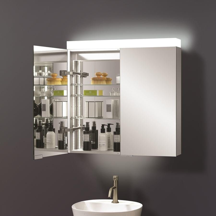 Crosswater Mirrored Cabinet Crosswater Image 700mm Illuminated Mirrored Double Door Cabinet