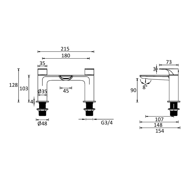 Crosswater Bath Mixer Crosswater Fuse Bath Filler Tap
