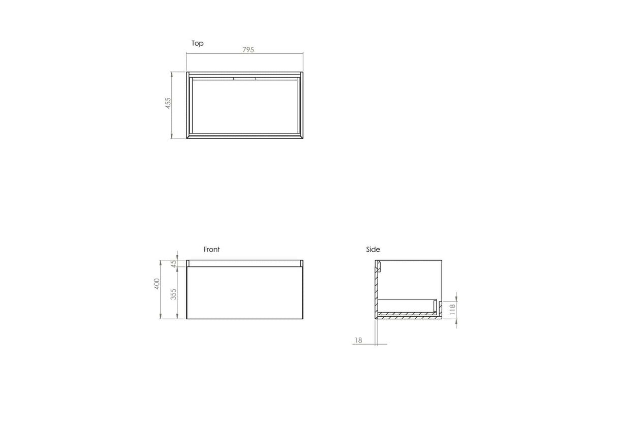 Saneux Wall Mounted Vanity Unit Saneux Uni Vanity Unit With Basin - 800 x 470mm - One Drawer - Wall Mounted