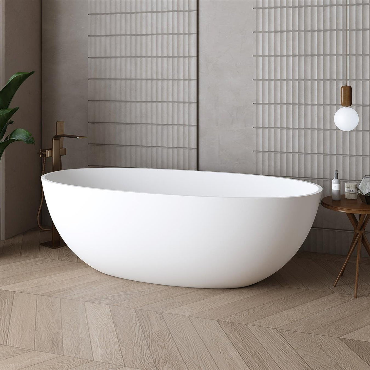 Aquarius Bathrooms Modern Freestanding Bath Aquarius Iseo 1600mm Freestanding Stone Bath in Gloss White