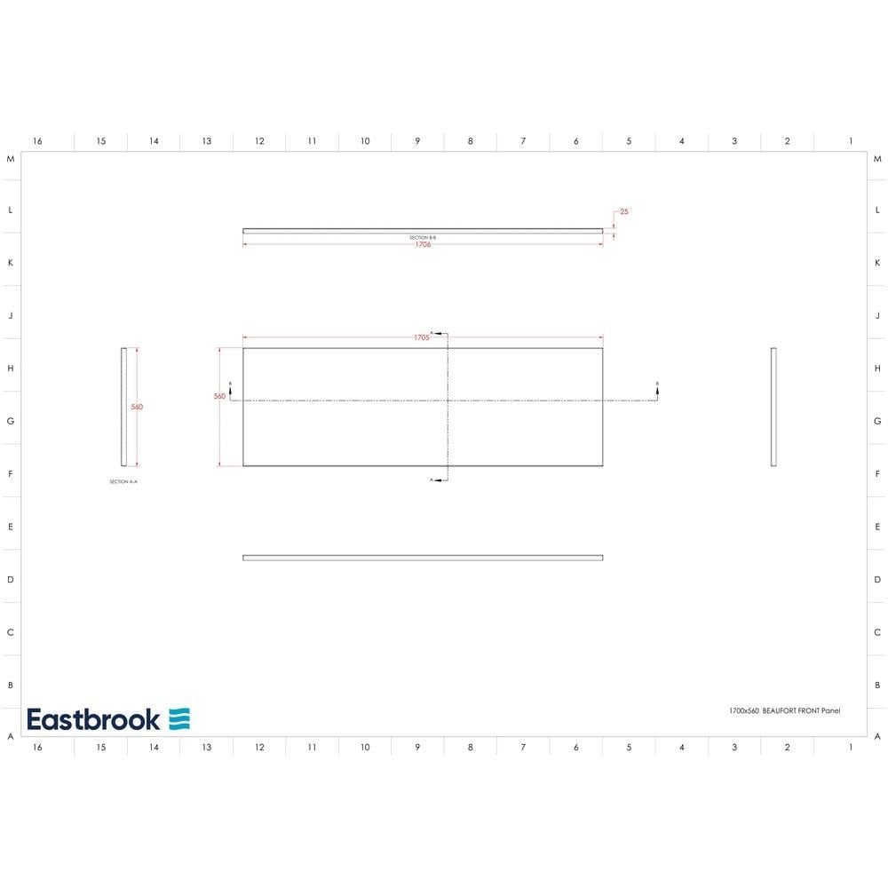 Eastbrook Bath Panel 1700mm / 5mm Acrylic Eastbrook Flat Front Bath Panel