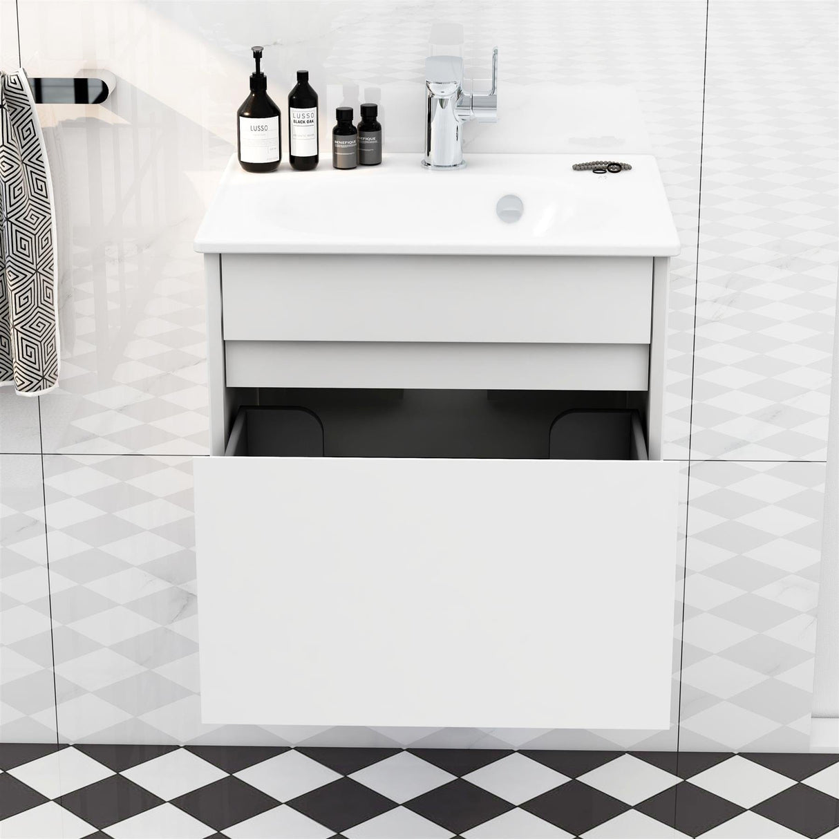 Imex Wall Mounted Vanity Unit Imex Alma Wall Mounted Single Drawer 500mm Vanity Unit with Basin