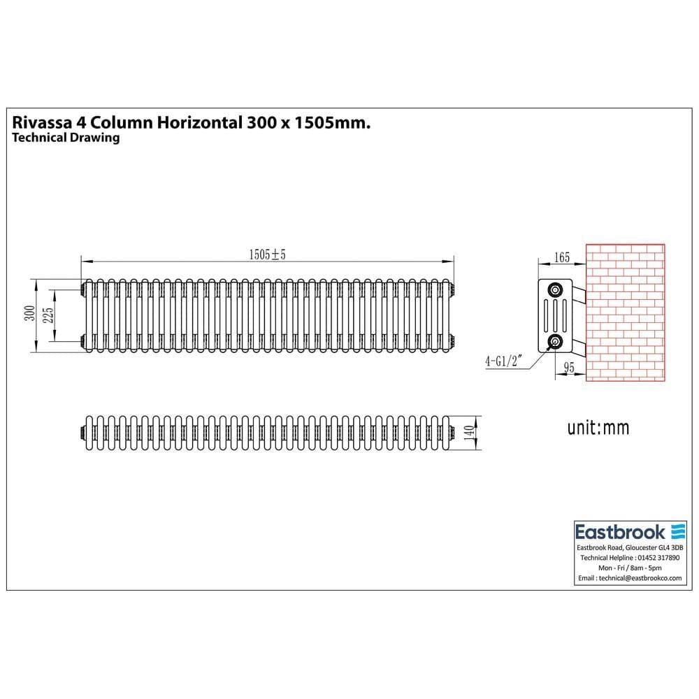 Eastbrook Eastbrook Rivassa Traditional 4 Column Radiator in Gloss White