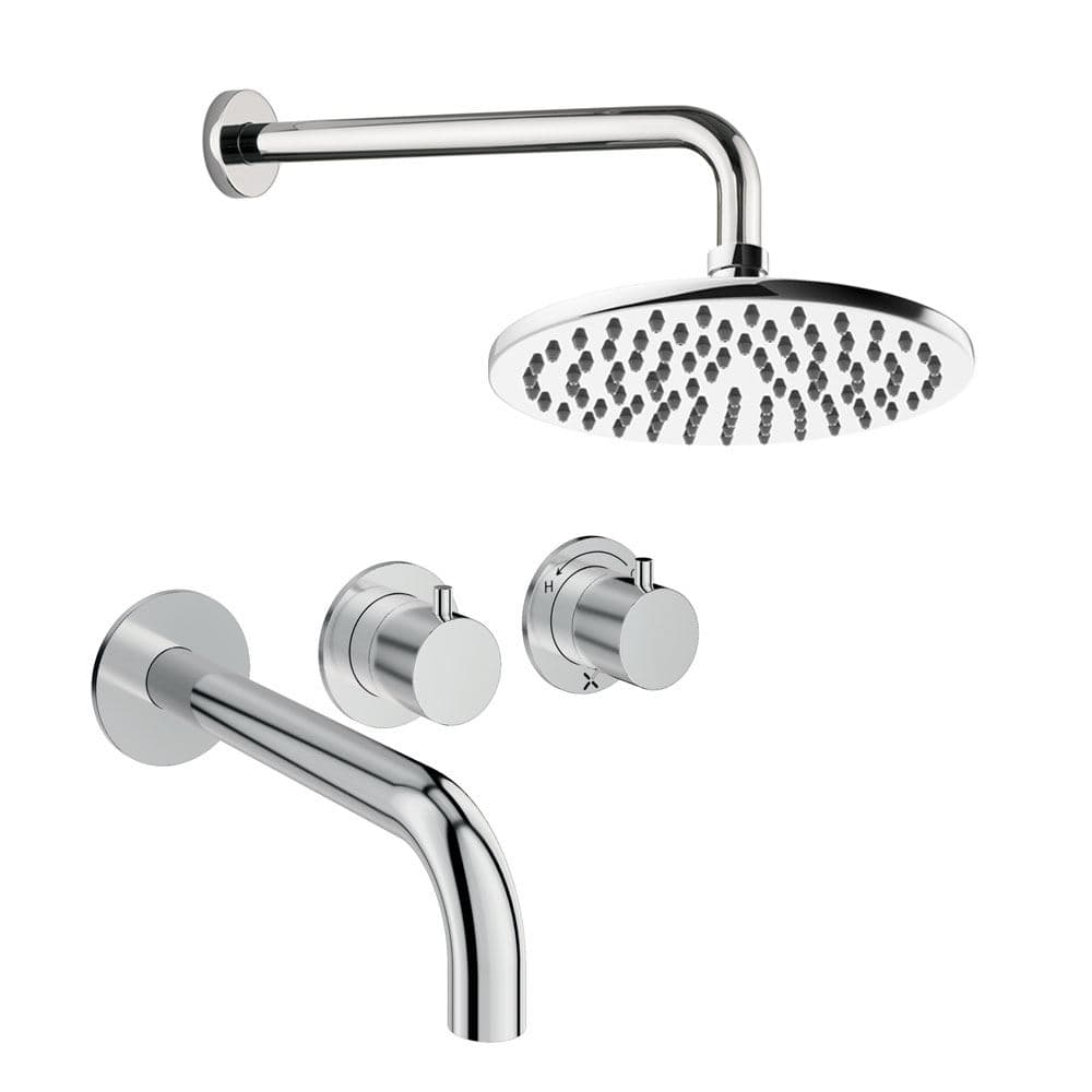 UK Bathroom Store Concealed Shower Set Crosswater Module Shower Set 3 with Fixed Overhead Shower and Bath Spout