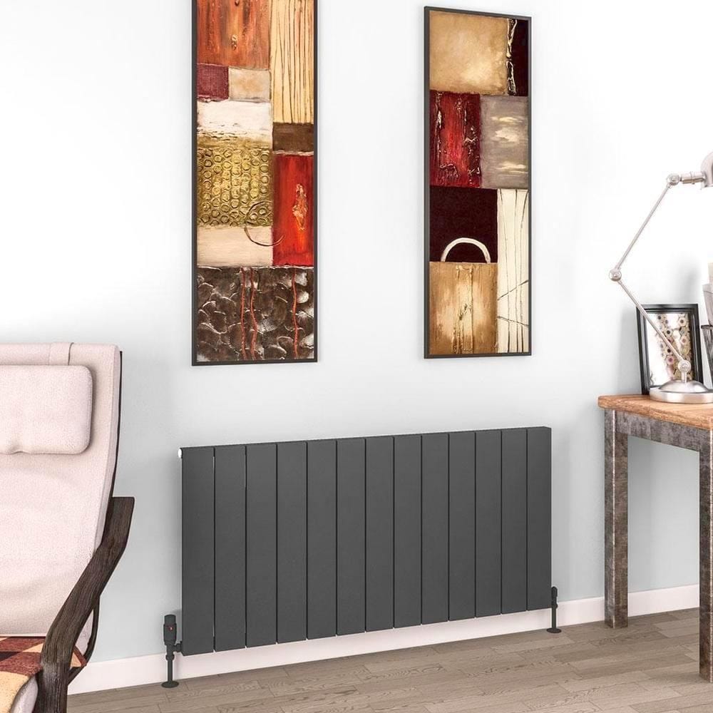 Eastbrook Panel Radiator 600 x 1230 / Electric Only Eastbrook Charlton Horizontal Aluminium Designer Radiator in Matt Anthracite