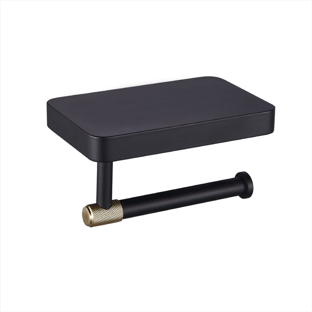 Eastbrook Toilet Roll Holder Eastbrook Catania Toilet Roll Holder with Shelf in Matt Black with Brushed Brass