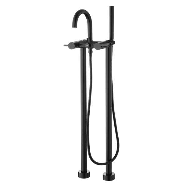 Flova Freestanding Bath Filler Matt Black Flova Levo Floor Standing Bath and Shower Mixer Tap with Shower Set