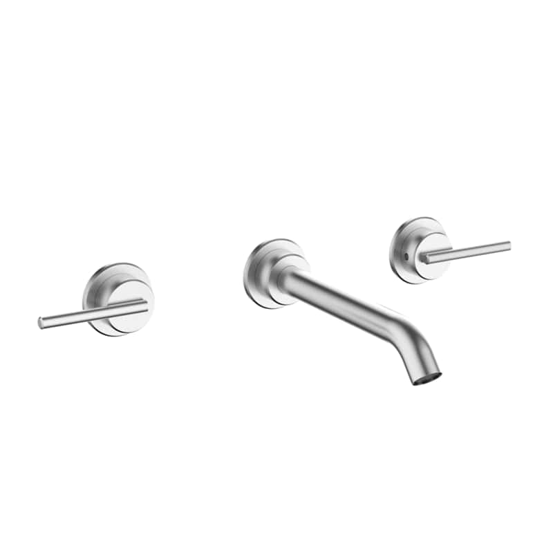 Crosswater Wall Mounted Basin Tap Stainless Steel Crosswater 3ONE6 Lever 3 Hole Wall Mounted Basin Mixer Tap