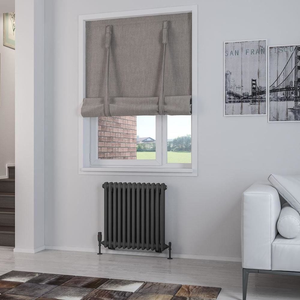 Eastbrook Column Radiator 600 x 608 / Central Heating Eastbrook Rivassa Traditional 2 Column Radiator in Matt Anthracite