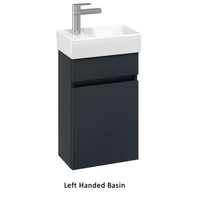 Villeroy & Boch Cloakroom Vanity Unit Satin Grey / Left Hand Basin Villeroy & Boch Arto Wall Mounted 360mm One Door Cloackroom Vanity Unit with Basin