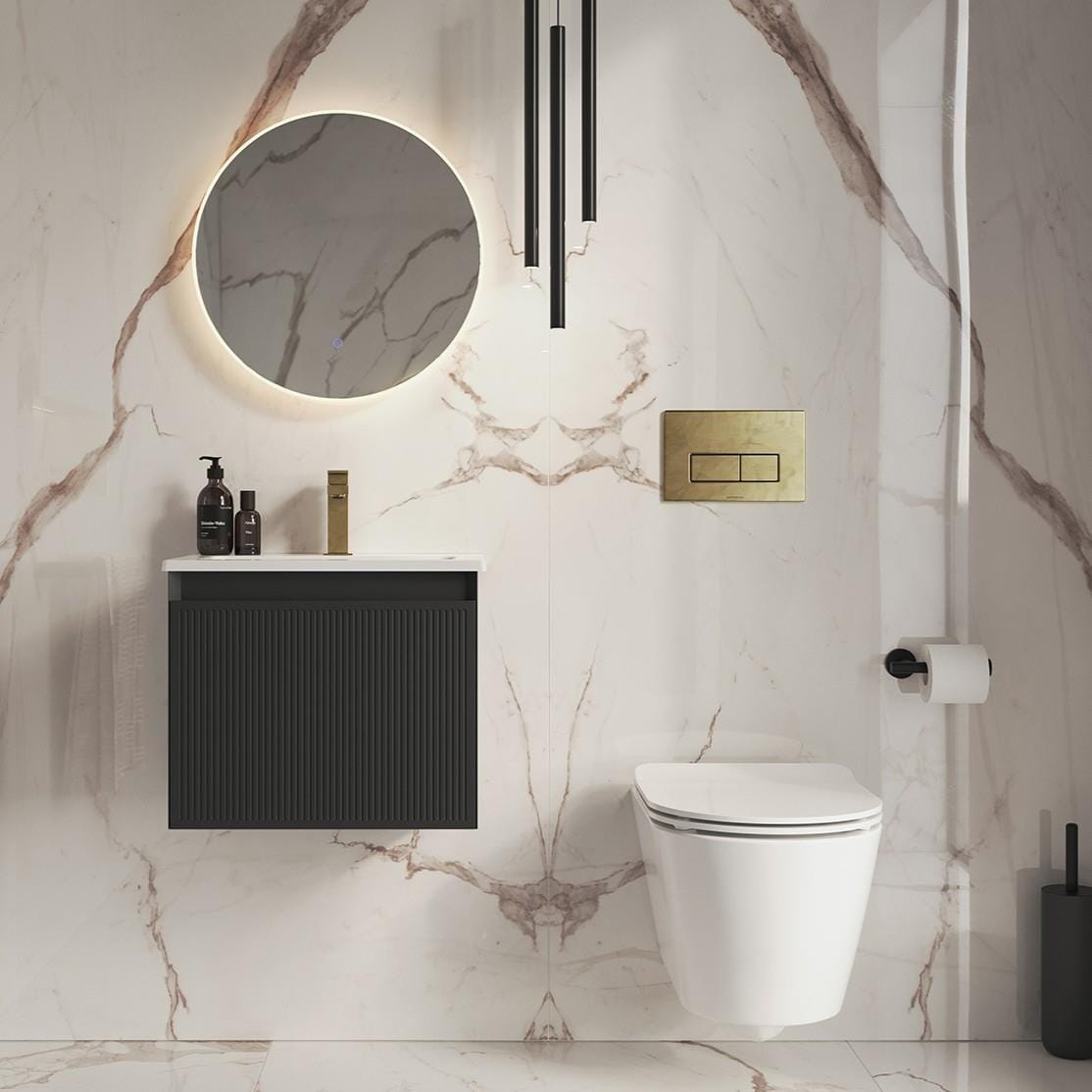 Saneux Wall Mounted Vanity Unit Saneux Monument 500mm Wall Mounted One Drawer Vanity Unit with Basin or Worktop