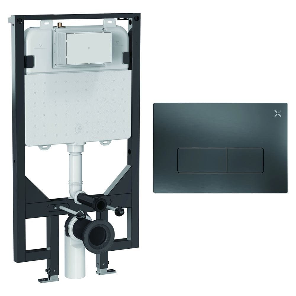 Crosswater Wall Hung WC Frame MPRO Plate in Slate Crosswater 1.14m Ultra Slim Depth Dual Flush WC Support Frame Set with Flush Plate