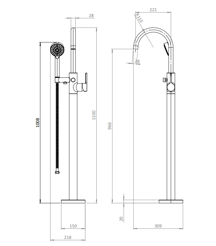 Britton Hoxton 2.0 Floor Standing Bath Shower Mixer Tap