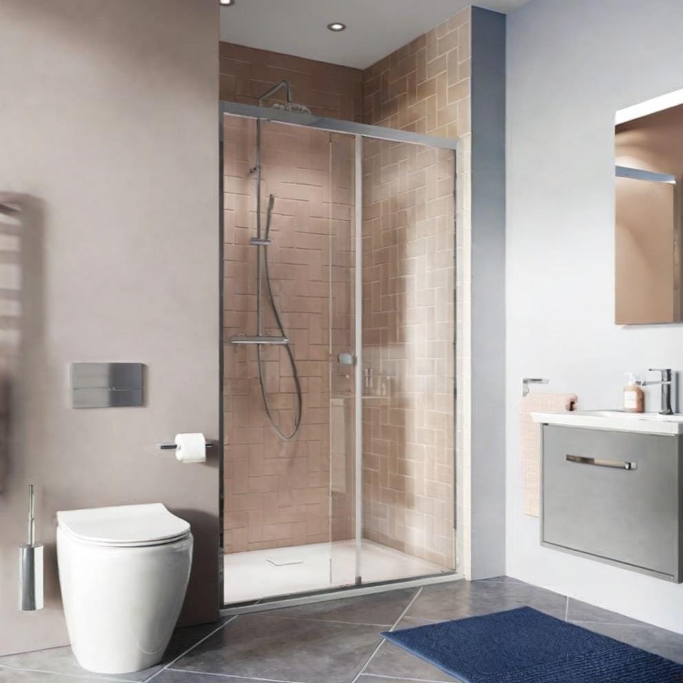 Crosswater Sliding Shower Door Silver / 1200mm Crosswater Clear 6 Single Sliding Shower Door
