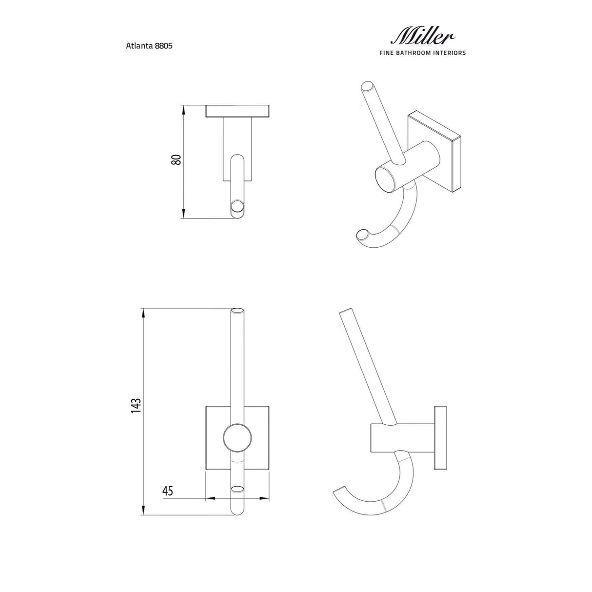 Miller Robe Hook Miller Atlanta Double Robe Hook