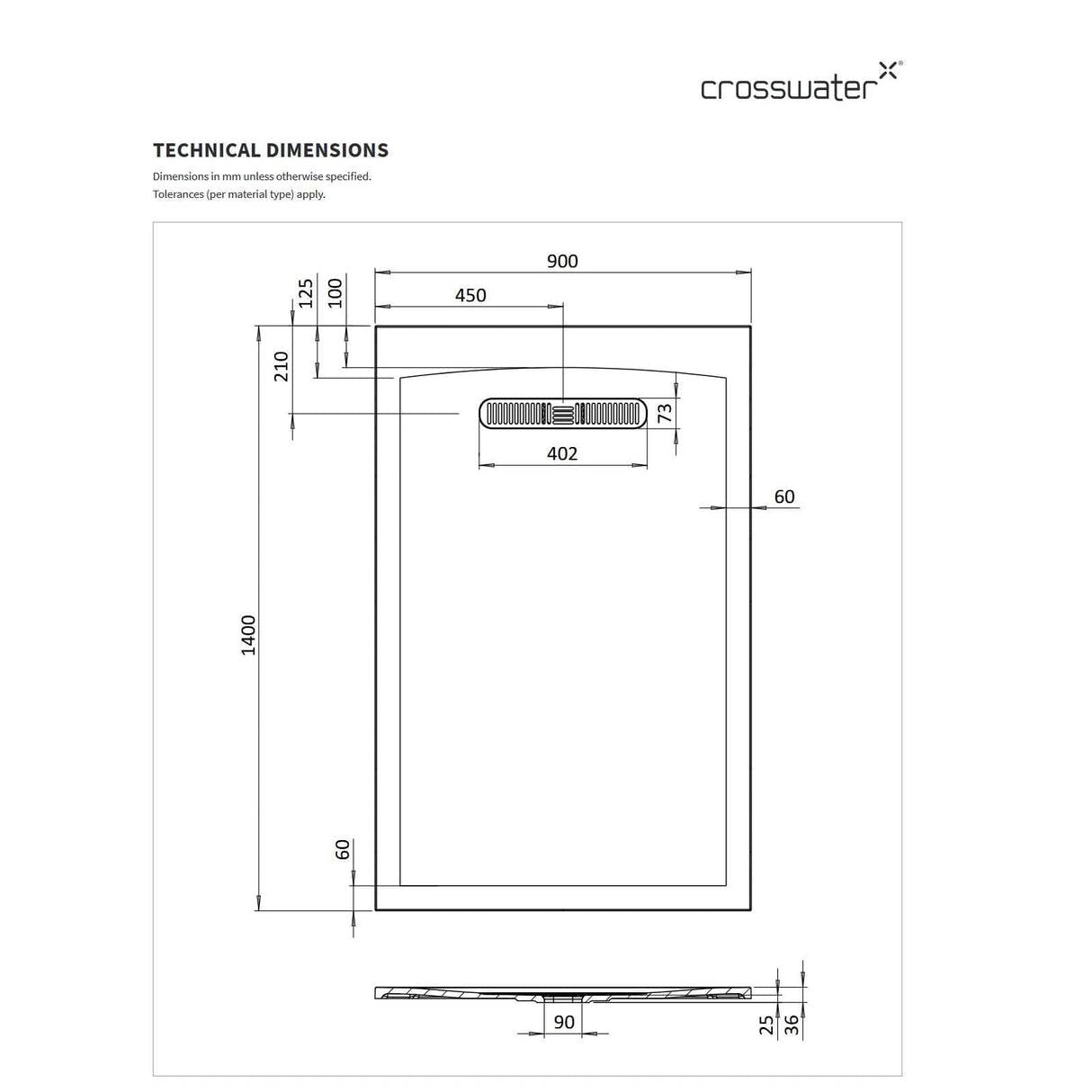 Crosswater Rectangle Shower Tray Crosswater Vito Rectangle 25mm Stone Resin Shower Tray