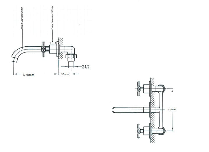 Sagittarius Wall Mounted Basin Tap Sagittarius Avant 3 Hole Wall Mounted Basin Mixer Tap - Chrome - AV171C