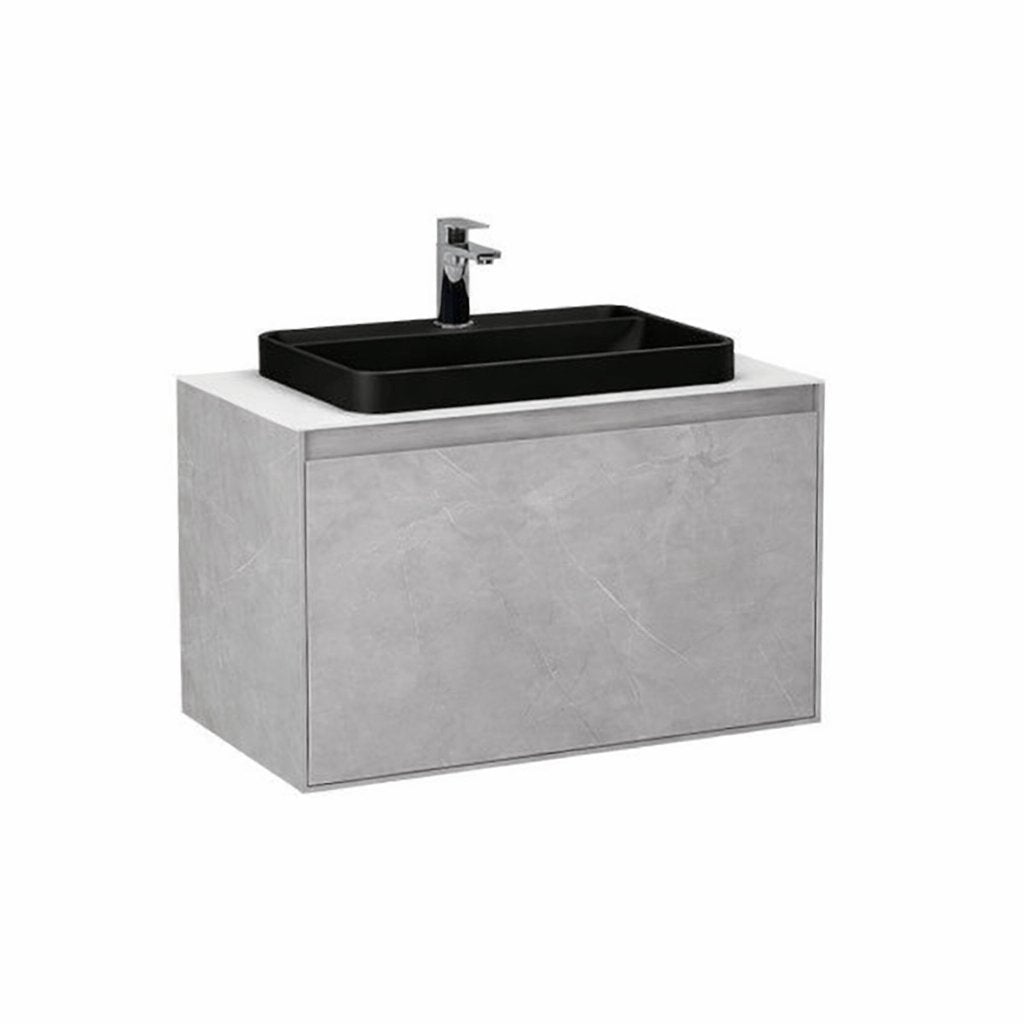 Imex Wall Mounted Vanity Unit Slate / Solid White / Black Imex Arco Wall Hung 800mm Single Drawer Vanity Unit with Worktop and Inset Basin