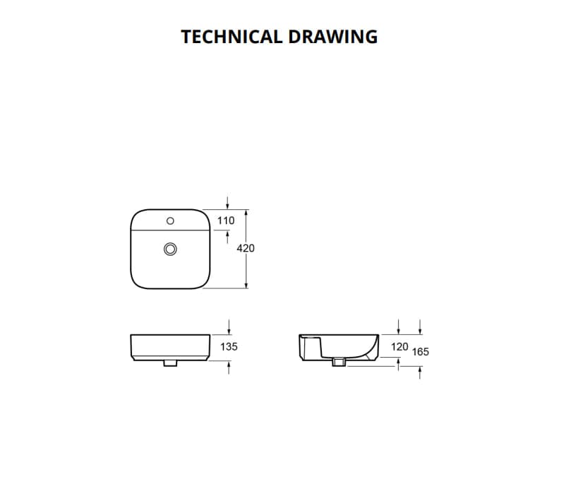 Aquarius Countertop Basin Aquarius JF-Series 1 Taphole Countertop Basin