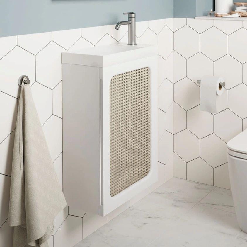 Crosswater Cloakroom Vanity Unit Crosswater Alo Cloakroom Single Door Wall Mounted 400 x 220mm Vanity Unit with Basin