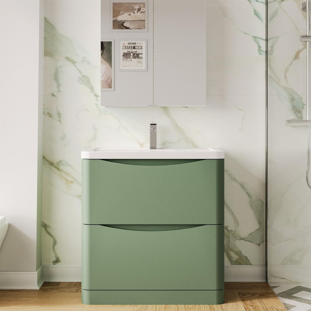 Aquarius Bathrooms Floor Standing Vanity Unit Aquarius Seren 800mm Floor Standing Two Drawer Vanity Unit with Basin