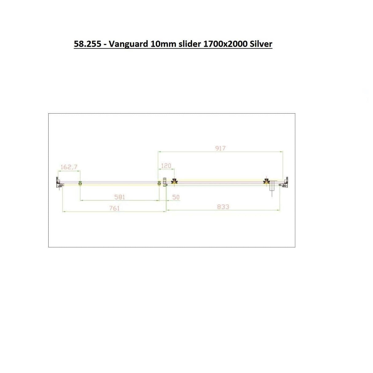 Eastbrook Sliding Shower Door 1700mm Eastbrook Vanguard 10mm Sliding Shower Door