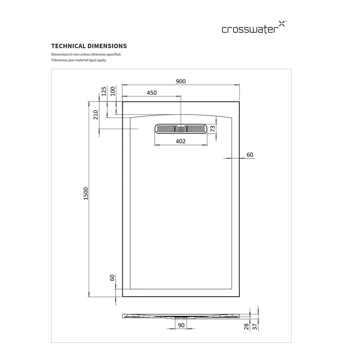 Crosswater Rectangle Shower Tray Crosswater Vito Rectangle 25mm Stone Resin Shower Tray