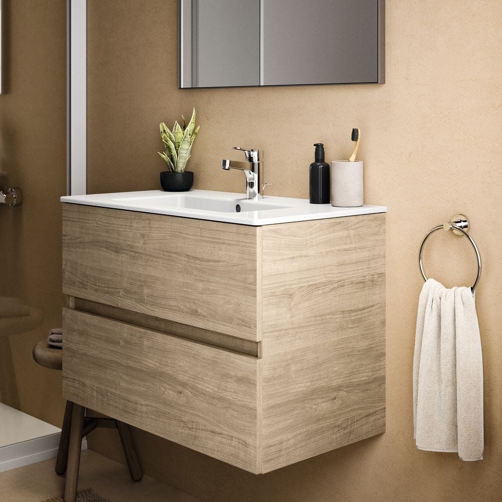 Ideal Standard Wall Mounted Vanity Unit Natural Oak / 800mm Ideal Standard Eurovit+ Wall Mounted Vanity Unit with 2 Drawers