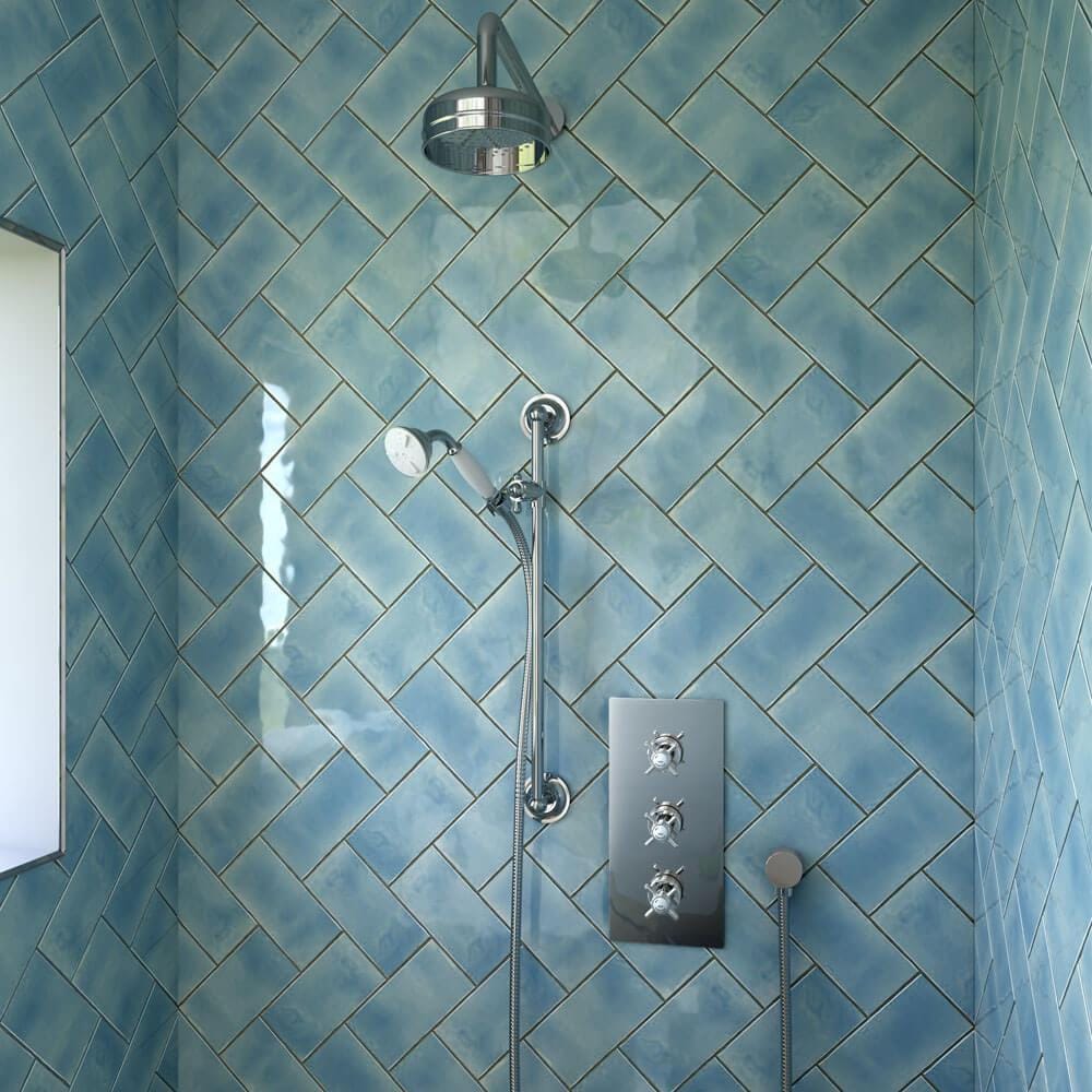 Heritage Concealed Shower Set Chrome Heritage Dawlish Concealed Shower Valve with Premium Fixed Head and Flexible Kit