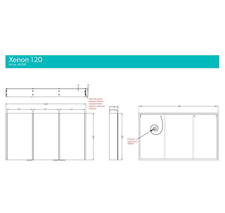 HiB Mirrored Cabinet HiB Xenon LED Colour Temperature Changing Mirrored Cabinet