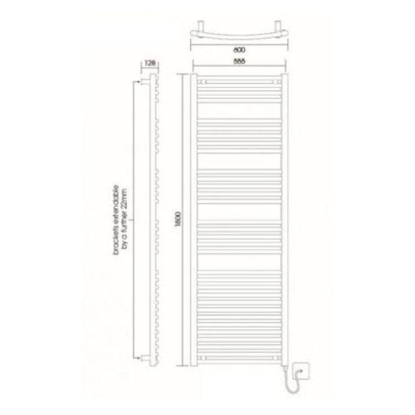 Vogue 1800 x 600 / Central Heating Vogue Combes Curved Ladder Towel Rail in Chrome