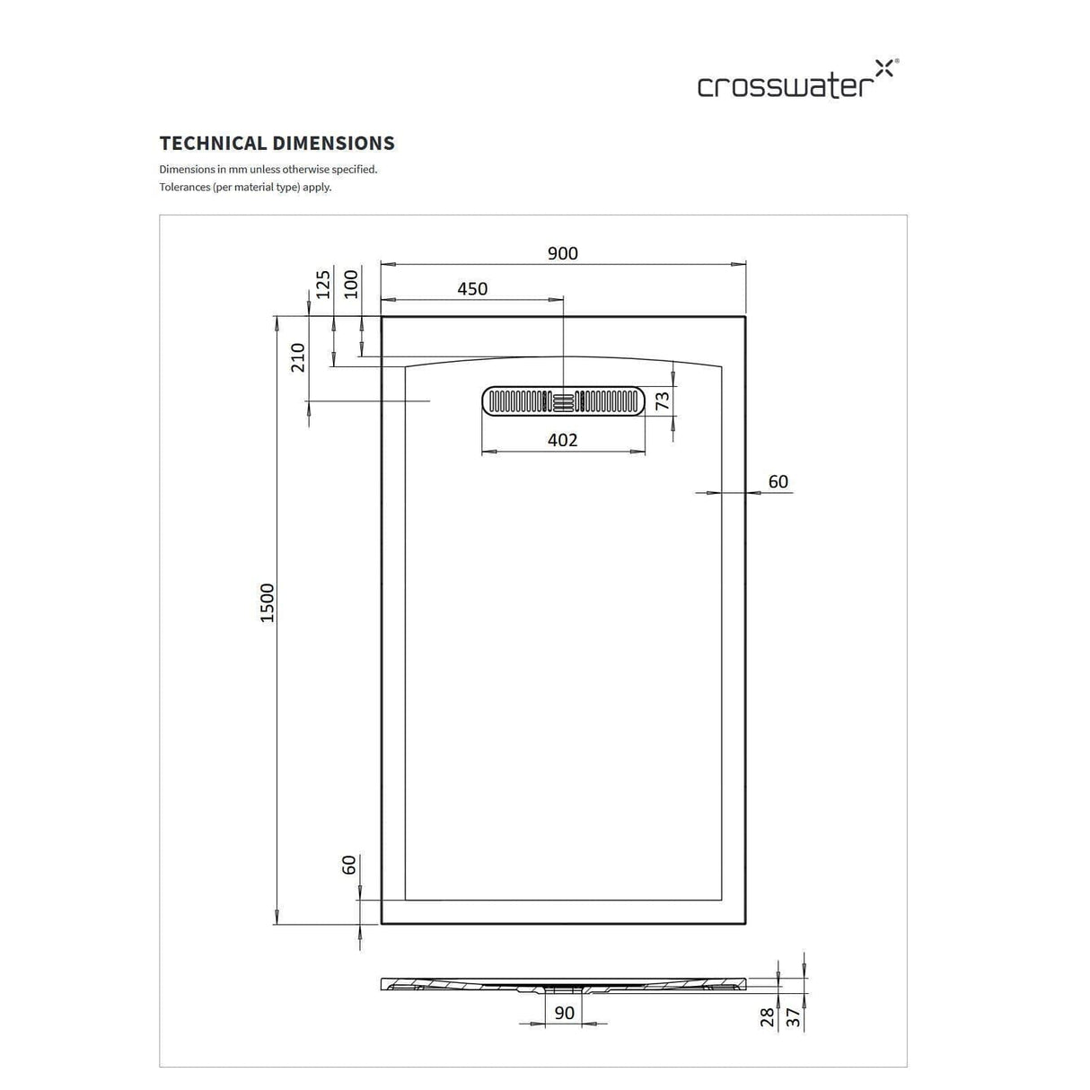 Crosswater Rectangle Shower Tray Crosswater Vito Rectangle 25mm Stone Resin Shower Tray