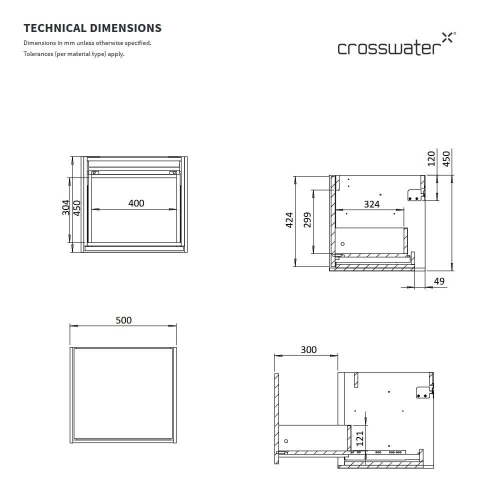 Crosswater Wall Mounted Vanity Unit Crosswater Infinity Wall Mounted Vanity Unit with Basin