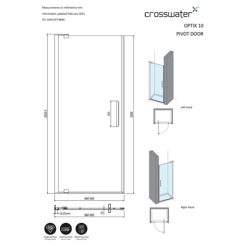 Crosswater Pivot Shower Door Crosswater Optix 10 Pivot Shower Door