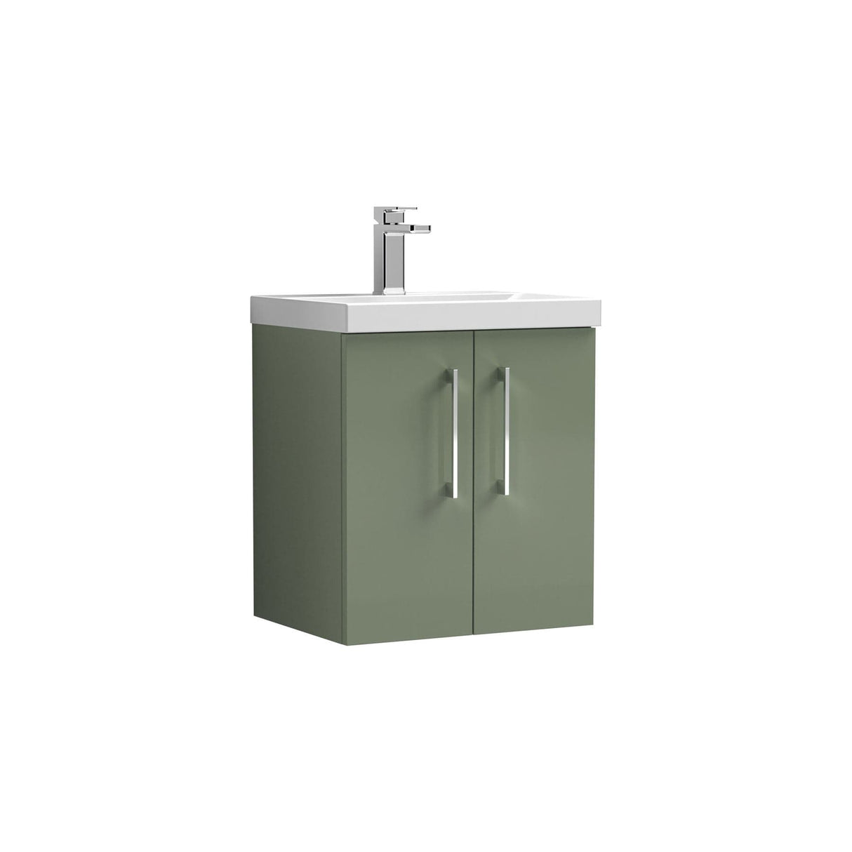Aquarius Wall Mounted Vanity Unit Aquarius Brisbane 500mm Wall Hung 2 Door Vanity Unit with 1 Tap Hole Mid Edge Basin